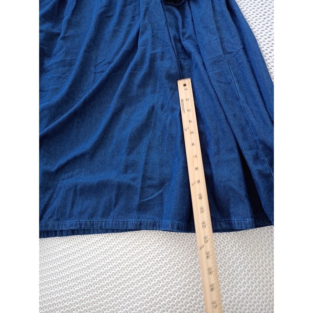 Blue Denim Cottagecore Button Front Midi Shirt Dress w/ Pockets 2XL 75% Cotton - Picture 5 of 13